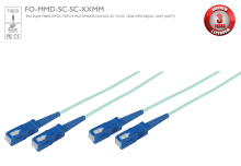 50/125µm Fiber Optic Patch Multimode Duplex SC to SC 10Gb OM3 Aqua